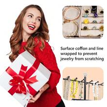 Meangood Jewelry Tree Stand Organizer 3in1 Necklace Organizer Display Bracelet Earrings And Ring Tray Jewelry Holder Hanger Metal(Black) - 黑色 - 查看 5