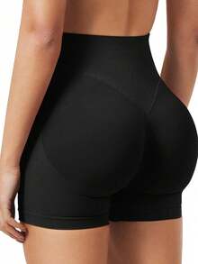 3pcs Women's Sports Shorts, Short Seamless Elastic Leggings, High Waist Opaque Tummy Control Yoga Shorts, Suitable For Fitness, Running, Cycling, Yoga, Sports And Casual Wear. - Multicolor - View 3