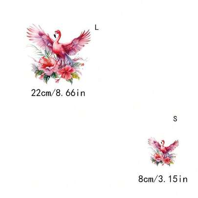 1/2/3pcs Flamingo Pattern Heat Transfer Stickers, Suitable For DIY T-Shirts, Jeans, Hoodies, Bags, Pillows (Mixed Colors), Holiday Crafts, Decorative Stickers, Clothing Embellishment, Party Decoration