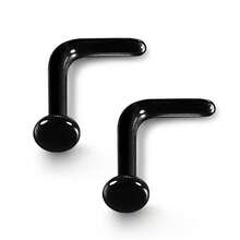 2 piezas Anillos nasales de vidrio Pyrex transparente de 16G y 18G en forma de L, kits de retención para estiramiento, con pendientes planos nuevos para joyería corporal - 2100 - Ver 17