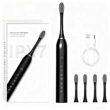 Kit Of 2 Rechargeable  Electric Toothbrushes IPX7 Waterproof 7 Modes Ultrasonic / 8 Heads - 1 把白色四頭刷 - 查看 6