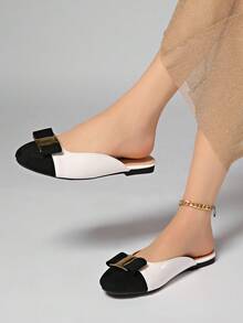 2026 Nuevos Sandalias de tacón alto con punta puntiaguda y lazo de gamuza, color negro - Blanco - Ver 6