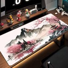 1件装水墨樱花宝塔风景大号鼠标垫桌面垫电脑配件游戏垫办公地毯鼠标垫 - 多色 - 查看 4