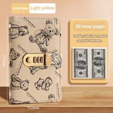 100页A6尺寸可上锁活页夹，小熊图案 - 防水磁性，可用于预算追踪、现金记事本、财务规划 - 非常适合返校学生或储蓄目标 - 彩色 - 查看 16