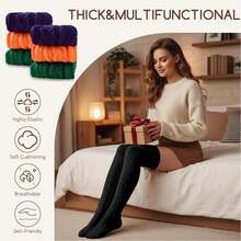 Women's Cozy Cable Knit Over Knee High Socks - 100cm Extra Long Thick Warm Thigh High Stockings, 1 Piece Winter Boot Socks For Fall & Winter Outfits - White - View 4