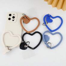 1pc Heart-Shaped Silicone Phone Wrist Strap Anti-Lost Shockproof With Clip Phone Case Charm - Multicolor - View 6
