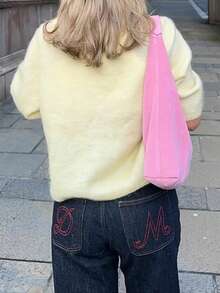 Women's Spring Short Sleeve Knit Top, Solid Color, Y2K Style, Suitable For Daily Wear, Travel And School - Yellow - View 9