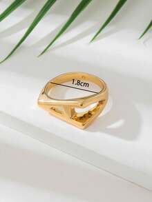 1pc Minimalist Hollow Metal Letter Design Men's Ring, Suitable For Men's Daily Wear - Yellow Gold - View 8