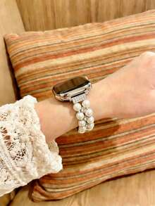 奢华珍珠钻石表带，兼容 Ultra/SE 2/SE 1/Series 11/10/9/8/7/6/5/4/3/2/1，尺寸：38/40/41/42/44/45/46/49 毫米 - 星光白 - 查看 4