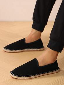 Giày nam dệt kiểu ngư dân thoáng khí, thấm hút mồ hôi, chống trơn trượt; Giày nam bằng vải lanh thoáng khí, thấm hút mồ hôi, chống trơn trượt; Giày lười nam thoáng khí, thấm hút mồ hôi, chống trơn trượt. - màu đen - Xem 15