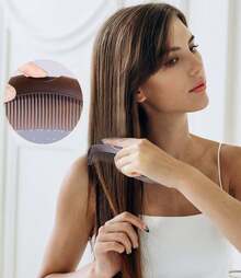 Fine Tooth Scalp Comb For Dandruff & Detox - Gentle Massage Hair Brush (Brown) - màu nâu - Xem 2