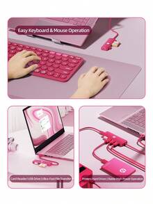 HP 四合一 USB 集线器，带 Type-C 充电适配器，兼容苹果笔记本电脑，支持 4K 投影和 PD 快充，提供黑色、白色、米色和银色四种颜色可选。 - 一拖四拓展塢 - 查看 7