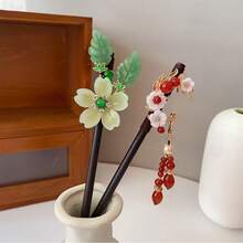 1pc Retro Style Tassel Hair Stick, Chinese Traditional Hanfu Hair Accessory For Bun Updo,Summer,Holiday,Travel,Festival,Birthday - Multicolor B - View 3