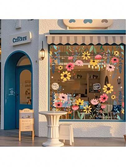 2pcs Removable Static Cling Window Decals, Suitable For Glass Doors And Windows, Spring Farmhouse Style Decor, Reusable Window Stickers, Watercolor Wild Flowers And Butterflies Self-Adhesive Decorative Stickers, Bright Asymmetrical Shapes Home Decor, Party Supplies, Shop Display, Floral Wall Stickers, Artistic Butterfly Design, Removable Home Decor, Easter Decoration Background For Window Display, Easter Gift