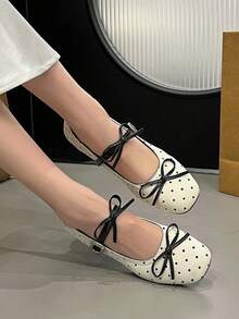 Fashionable Silver Mary Jane Shoes, French Elegant Ballet Shoes, Suitable With Dresses - Beige - View 2