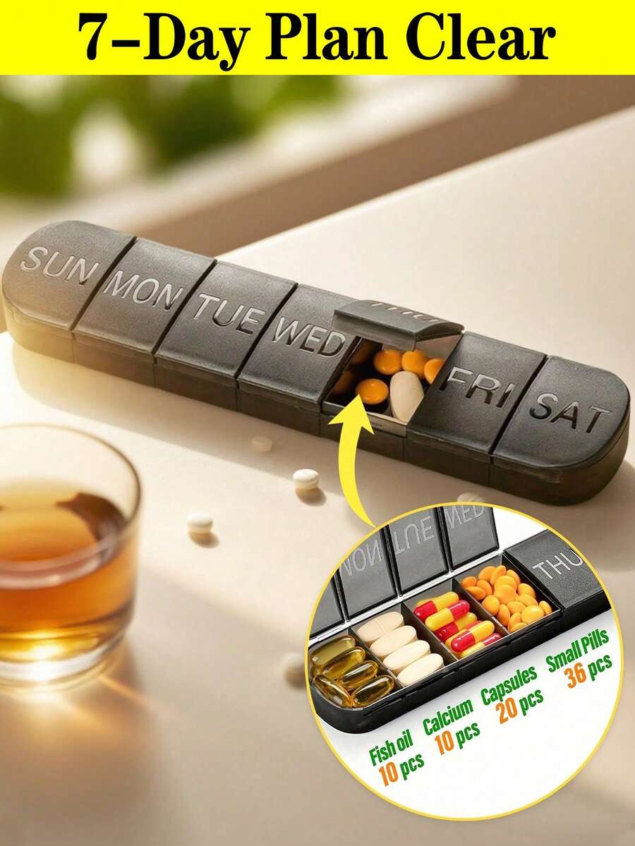Hộp đựng thuốc di động, vật dụng cần thiết khi đi du lịch, hộp đựng thuốc chống ẩm, có thể tái sử dụng, unisex, ngăn đựng thuốc hàng ngày, có thể chứa vitamin, thuốc và thực phẩm chức năng, cần thiết cho gia đình, du lịch, văn phòng ngoài trời, tựu trường, kỳ nghỉ biển, du lịch hè, đồ dùng học tập.