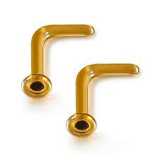 2 piezas Anillos nasales de vidrio Pyrex transparente de 16G y 18G en forma de L, kits de retención para estiramiento, con pendientes planos nuevos para joyería corporal - 2100 - Ver 18