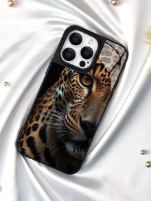 A Leopard Close-Up With Spotted Pattern Large-Hole Glass-Textured Phone Case, Compatible With IPhone 11/12/13/14/15/16/17/Pro/Pro Max/Plus/Air, Galaxy S22/S23/S24/S25/Plus/Ultra. Features A Skin-Friendly Feel, Made Of PC + TPU + Glass Materials, Minimalist And Stylish, Suitable For Both Men And Women. - Black - View 5