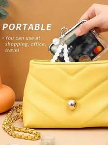 Retro Coin Purse, Women's Short Wallet,Pearl Chain Pendant, Retro Transparent Coin Purse, Portable Mini Cosmetic Storage Bag, Women's Travel Makeup Bag, Coin Purse, Exquisite And Easy To Carry, Travel, Home Storage, Travel Essentials, Dormitory Supplies, Wedding Bride Gifts, Mother Gifts, Best Friend Gifts, Birthday Gifts, Souvenirs,Valentine's Day Gifts, New Year's Gifts - Multicolor - View 2