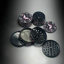 1pc Creative Pink Butterfly Zinc Alloy Spice Grinder - Manual 4-Layer Design, Herb Grinder - Multicolor - View 1