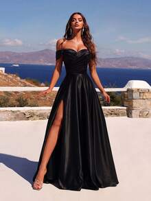 فستان أنيق للنساء بخصر عالي وظهر مكشوف وربطة عنق، مناسب للحفلات الراقية والحفلات والتخرج وأعياد الميلاد والعشاء الرسمي والعودة إلى المنزل وحضور حفلات الزفاف وغيرها من المناسبات الرسمية. - الأسود - مشاهدة 7