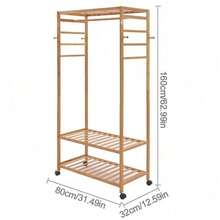 Heavy Duty Wooden Clothes Rail Rack - Burlywood (natural Wood Color) - View 9