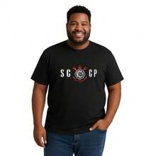 Camiseta Corinthians SCCP Camiseta Masculina Blusa Masculina 100% algodão - Preto - Visão 1