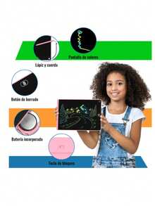 12 Pulgadas Pizarrón Mágico,  Tablero Electrónico de Dibujo a Color para Niños , Función de Bloqueo y Borrado, juguete educativo portátil para niños y niñas a partir de 3 años para educación en el hogar - Rectángulo - Ver 3