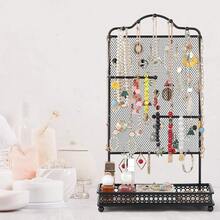 Meangood Black Jewelry Organizer Stand, Earring Holder Rack For Hanging Earrings Necklace Bracelets Watches Jewelry Display Large Rings Storage As Women Gift - 黑色耳環 - 查看 8
