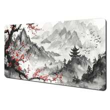 1件传统艺术风景插画鼠标垫桌垫游戏垫防滑缝边樱花鼠标垫桌垫 - 多色 - 查看 4