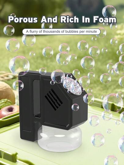 手持式自动泡泡机，每分钟可产生超过10000个泡泡。便携式设计，大容量储液罐。泡泡密度高。适合儿童、成人、户外派对、婚礼等场合。（不含电池和泡泡液）