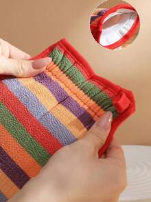 1pc Rainbow Striped Bath Towel, Exfoliating And Removing Dust, Thickened Bath Towel, Dust Removal Gloves, Bath Scrubbing Tool - Multicolor - View 6