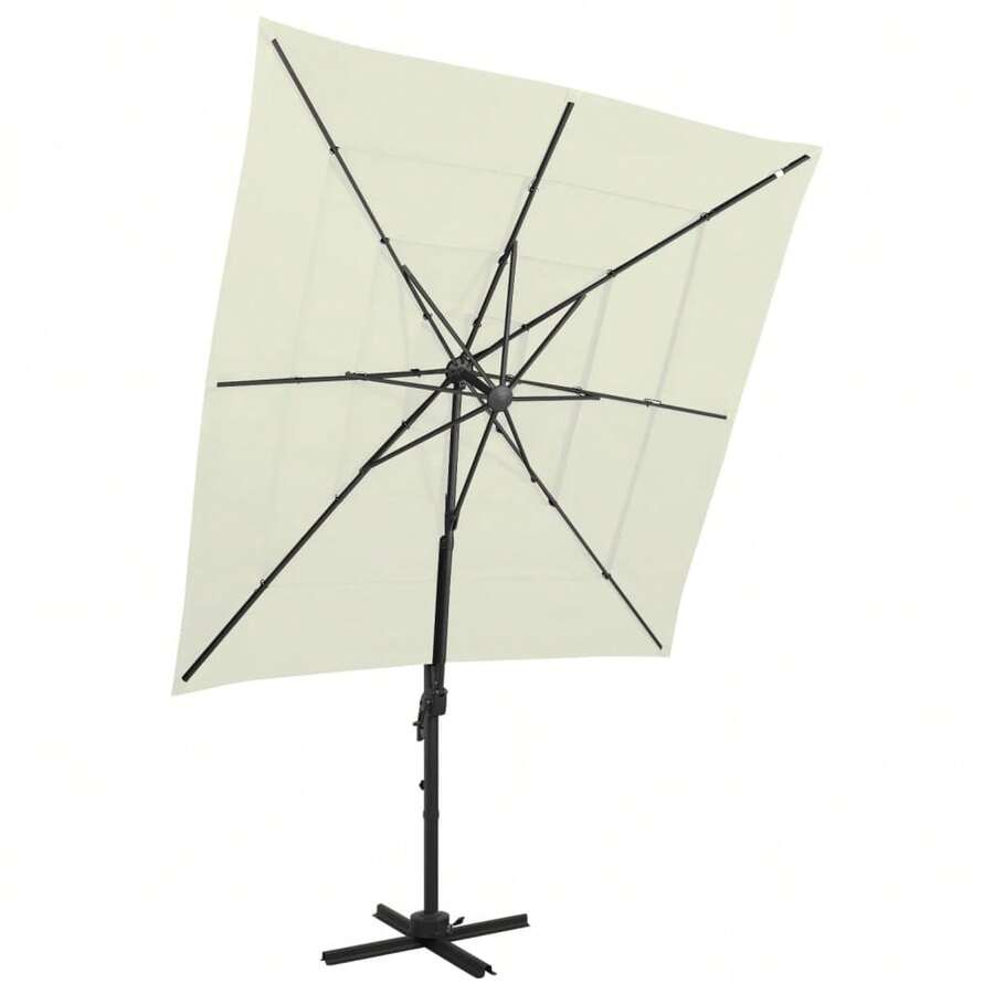 vidaXL Sonnenschirm Mit Aluminium-Mast 4-Lagig Sandfarben 250x250 Cm - A - View 1