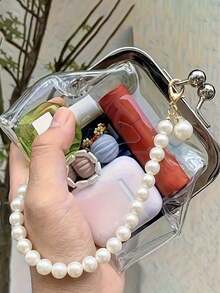 Retro Coin Purse, Women's Short Wallet,Pearl Chain Pendant, Retro Transparent Coin Purse, Portable Mini Cosmetic Storage Bag, Women's Travel Makeup Bag, Coin Purse, Exquisite And Easy To Carry, Travel, Home Storage, Travel Essentials, Dormitory Supplies, Wedding Bride Gifts, Mother Gifts, Best Friend Gifts, Birthday Gifts, Souvenirs,Valentine's Day Gifts, New Year's Gifts - Multicolor - View 1