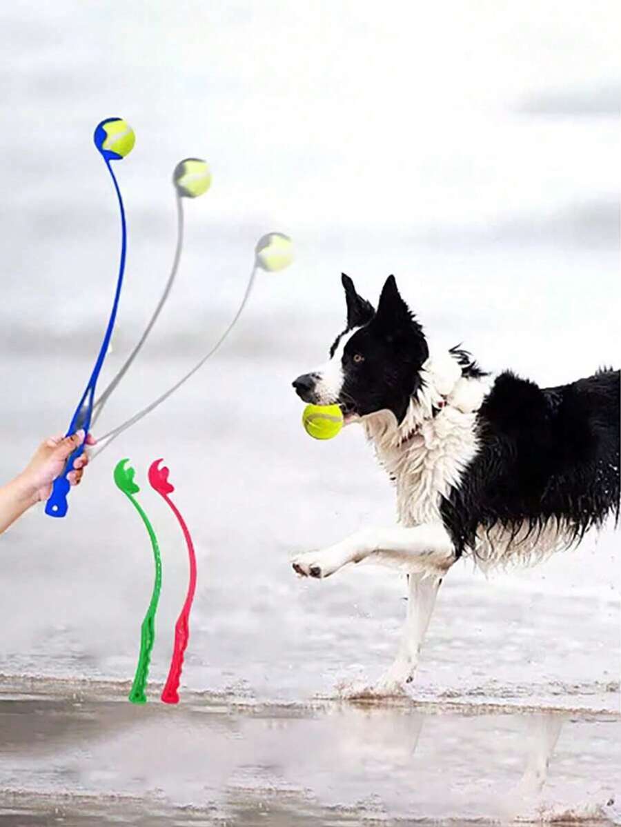 Dog Fetch Stick, Dog Training Tennis Ball Throwing Stick, Outdoor Tennis Training Throwing Stick, Pet Supplies Dog Toy Fetch Stick - Multicolor - View 1