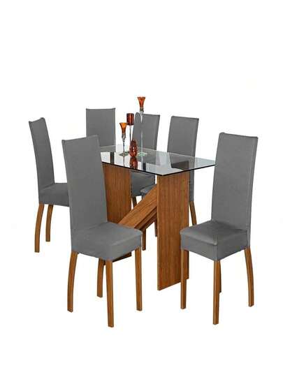 Kit 6 capas para cadeira mesa jantar malha lisa e estampada varias cores