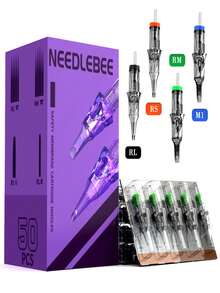 Gold Plume Disposable Tattoo Ink Cartridge Needles, 50pcs Per Box, Including RL, RS, RM, And M1 Types. These Tattoo Needles Are Processed And Are Ideal For Both Professional Tattoo Artists And Novices. - Ivory - View 1