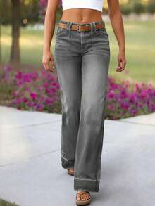 New Women's Loose Comfortable Casual Retro Washed Wide-Leg Jeans - Light Grey - View 8