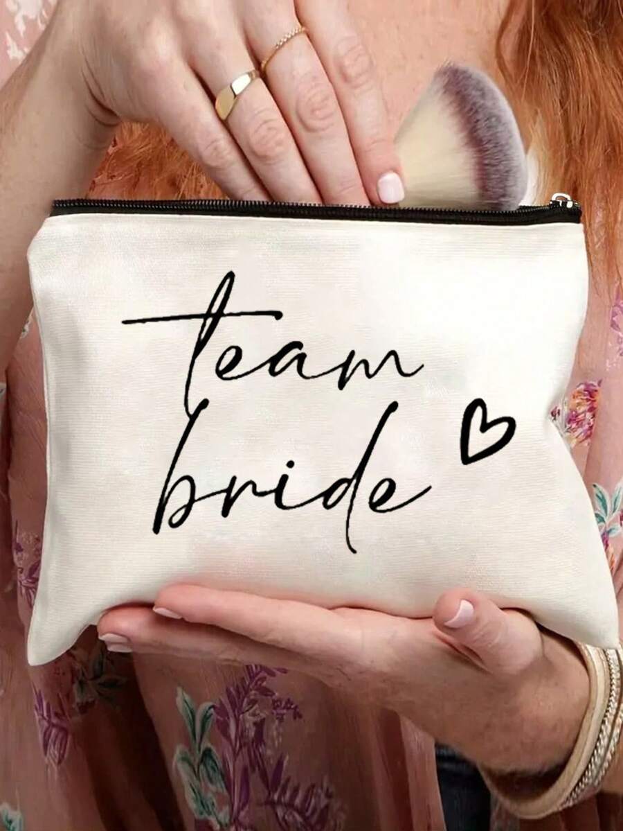 1pc Bridal Makeup Bag, Travel Toiletry Bag, Bridal Party Gift, Gift For Bride, Bridesmaid And Friends, Beach Travel Essential - Multicolor - View 1