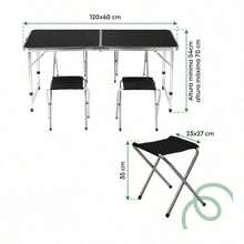 Mesa Plegable Tipo Portafolio 4 Bancos Para Jardín Portátil Color Negro - Negro1 - Ver 6