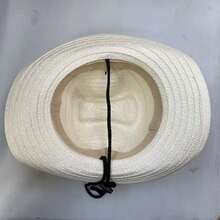 Sombrero vaquero de paja ligero y transpirable para verano, cómodo para uso diario y actividades al aire libre - Blanco - Ver 4