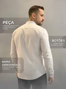 Men's Padre Collar Long Sleeve Shirt - 灰色 - 查看 4