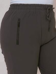 Women's Plus Size Jogger Pants, Premium Comfort, Sporty, Academic, And Elastane. Comfortable. - Xám - Xem 7