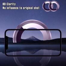 4pcs Compatible With IPhone 14 Plus/14/15/15plus Metal Ring Tempered Glass Camera Lens Protector Cover - Silver - View 4