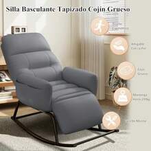 sillones para recamaraCHAGEE Mecedora Sillon Reclinable Sofa Individual Sillón reclinable Mecedora con Respaldo para Recamara Regulable y reposapiernas Gris - gris - Ver 6