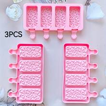 2pcs Creative Rectangle Ice Pop Mold, 4-Cavity Cake Silicone Mold, Hill-Shaped Ice Cream Popsicle Mold, For Chocolate Baking Tools - Multicolor - View 8