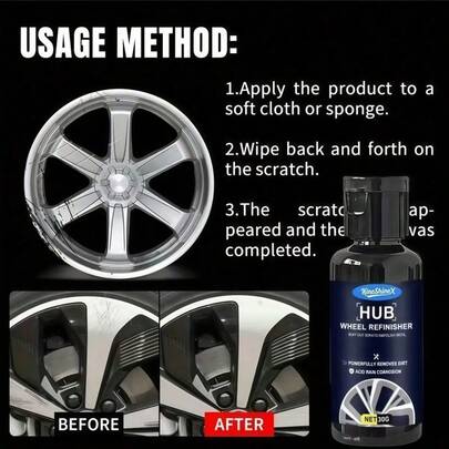 Car Wheel Rim Scratch Repair Kit, One-Stop Solution For Scratches, Rust, And Fading! Includes Wheel Refinishing Polishing Tools And Dedicated Repair Paste