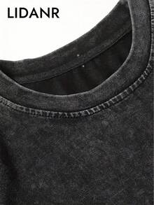 LIDANR 1PC Twilight Fans - Retro Fashion - Fan Merchandise - Women's Twilight Vampire Werewolf &  Graphic T-Shirt - Vintage Washed Long Sleeve Round Neck Casual Tee With  & Edward Cullen Print, Soft Texture, Comfortable Fit, Durable Fabricmen's Clothes Shirts - 黑色 - 查看 5