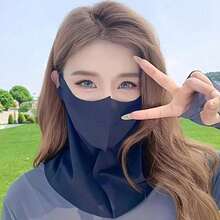 1 Women's Summer Breathable Full-Face Mask With Neck Protection & Attached Sun Hat, Great For Summer Travel - Grey - View 3
