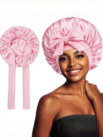 1pc Luxury Satin Silk Sleep Cap - Adjustable Comfort Fit Tie-Up - All Night Comfort, Unisex Nighttime Hair Care Snug Fit, Premium Bathroom Accessory, Perfect For Long Curly Or Braided Hair, Spring, Summer, Fall, Winter ﻿ ﻿ ﻿